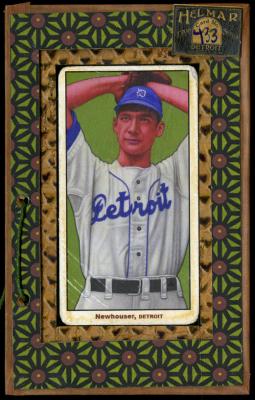 Picture, Helmar Brewing, T206-Helmar Card # 433, Hal NEWHOUSER (HOF), Green background, Detroit Tigers